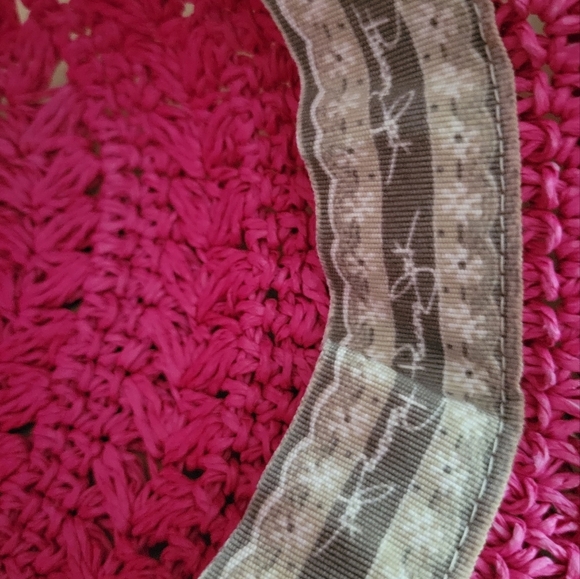 Panama Jack Woman’s Pink Floppy Straw Sun Hat Toyo Straw with bow tie, NEW - Picture 10 of 13